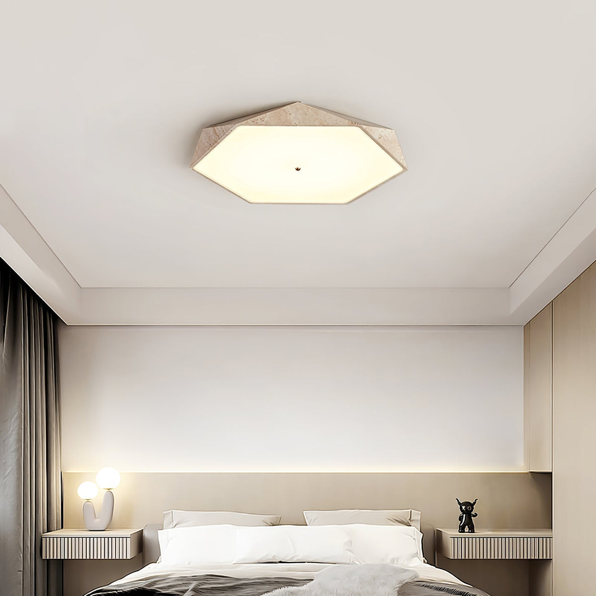 Hexagonal Travertine Ceiling Light