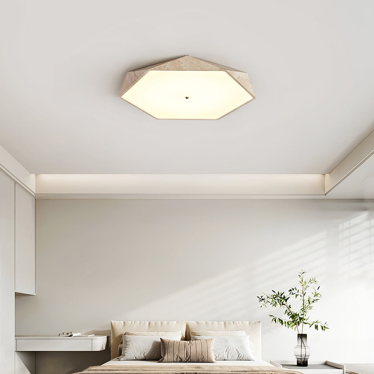 Hexagonal Travertine Ceiling Light