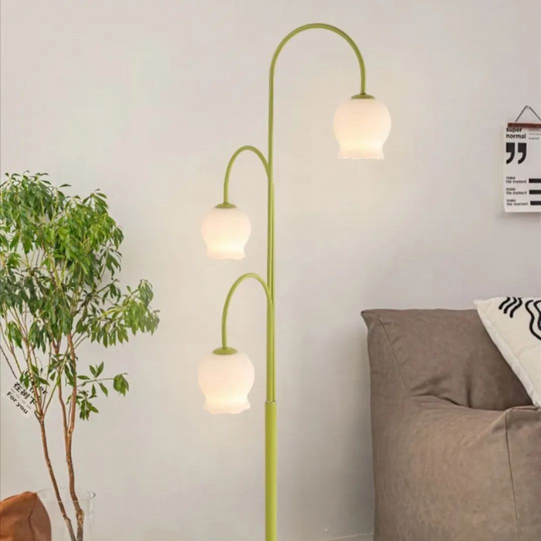 Tekusat Green Shade Flower Floor Lamp, Metal/Glass, Living Room/Bedroom