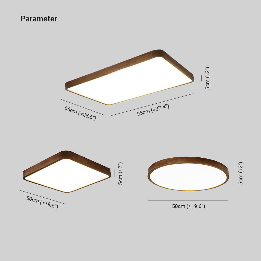 Fomalan Modern Geometric Walnut LED Flush Mount Ceiling Light