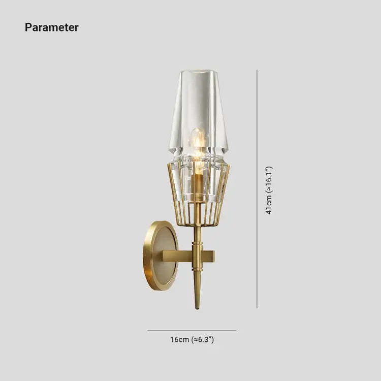 Kivisok Vintage Lantern Glass Wall Lamp, Gold