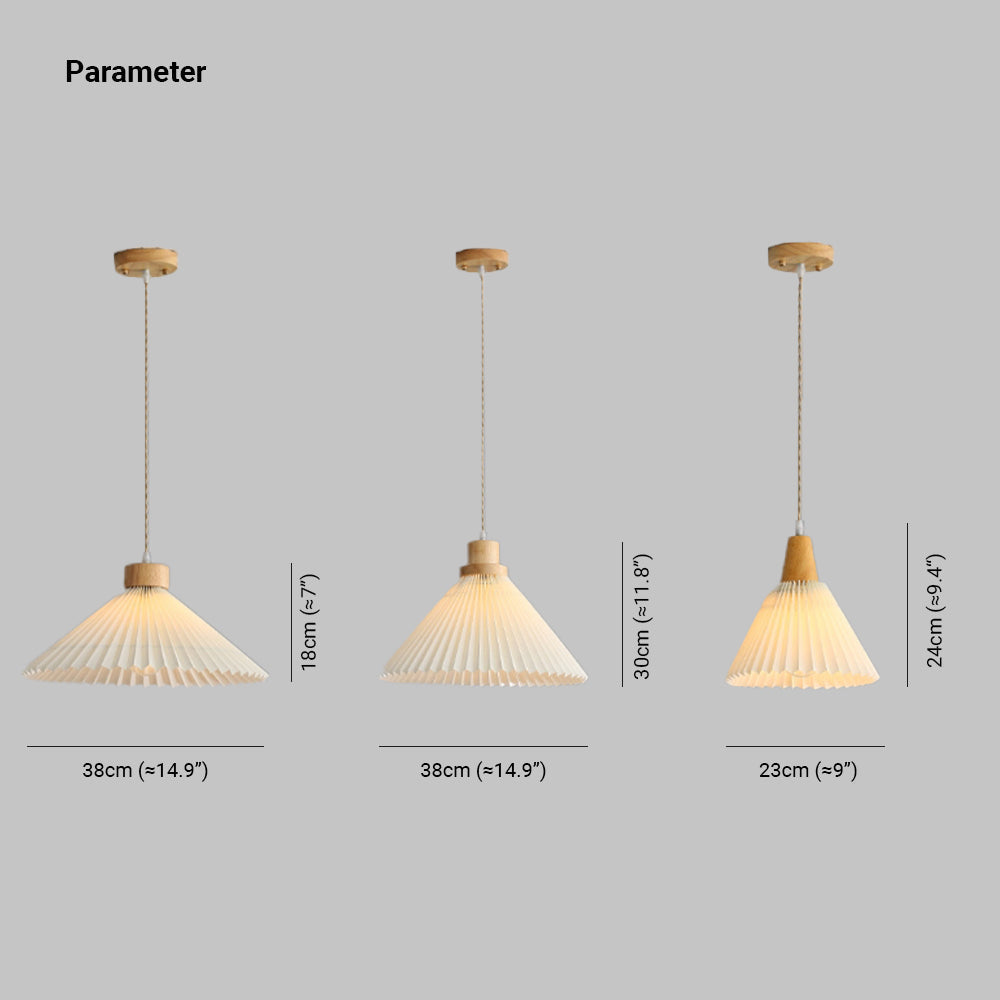 Kebined Pendant Light Umbrella Shape Art, Wood, White, Bedroom