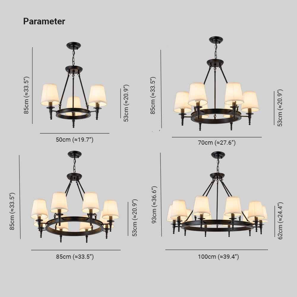 Nelevum vintage Ring Metal/Fabric Chandelier, Black/Copper