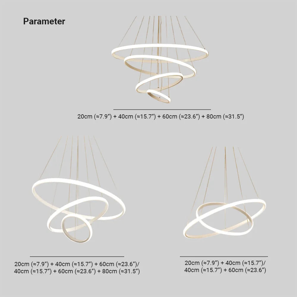 Tavonex Modern Ring Pendant Light, 2/3/4 Rings-Neutral Decor
