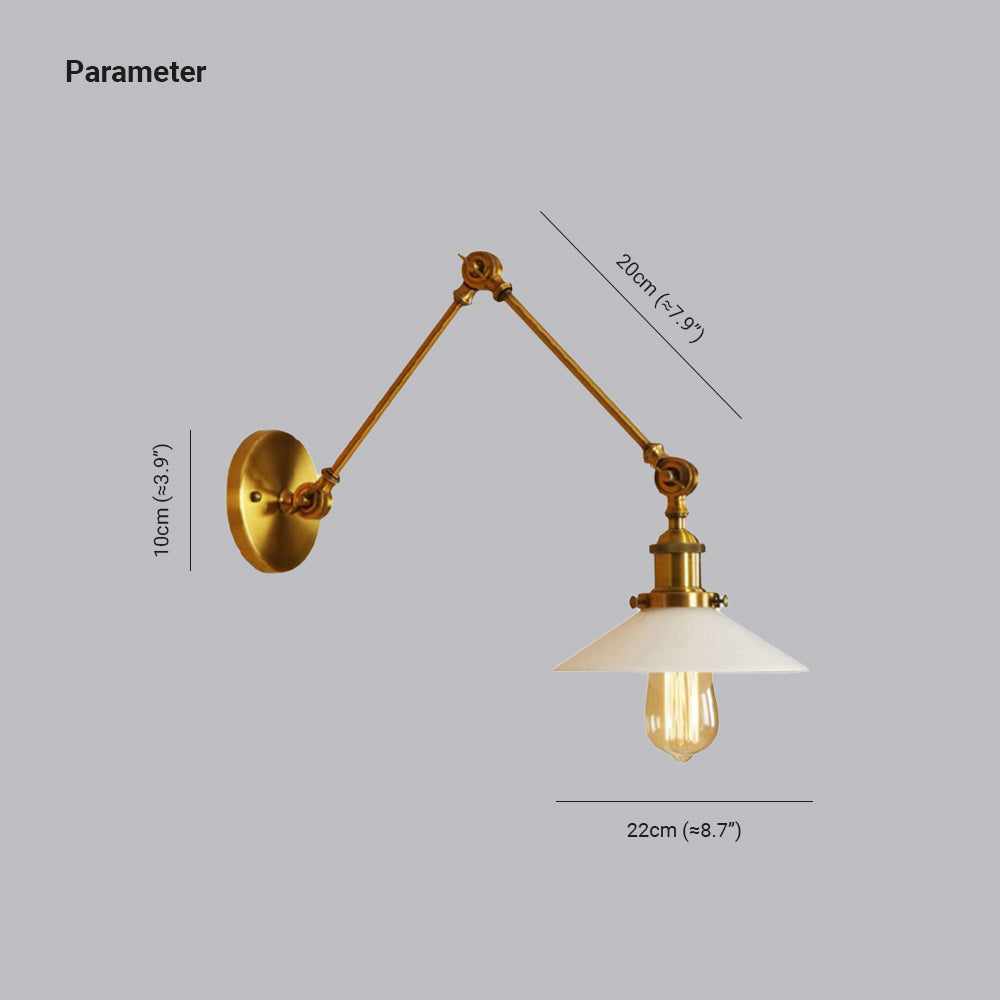 Zikalat Wall Lamp Retro Saucer Lampshade Metal Adjustable 2 Color, Bedroom