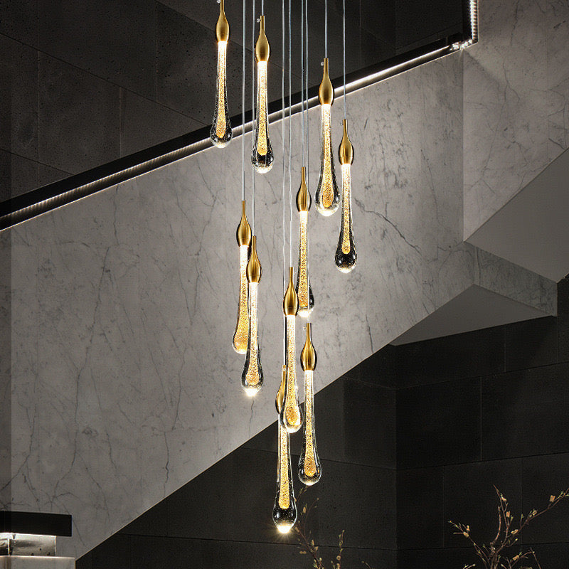 Gedinit Modern Teardrop Crystal Chandelier, Gold