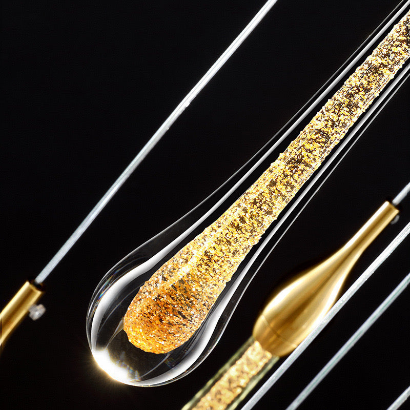 Gedinit Modern Teardrop Crystal Chandelier, Gold