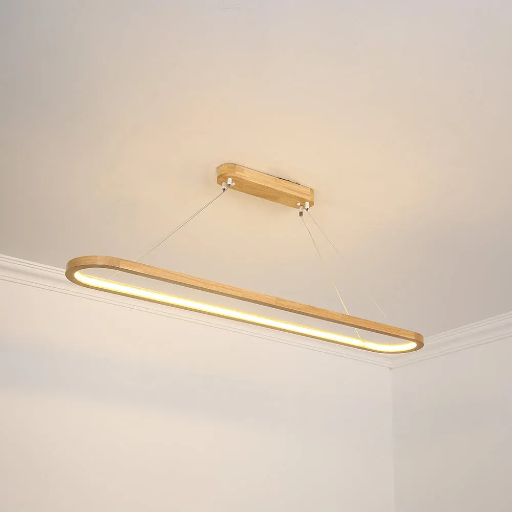 Lyraen Contemporary Oval Wooden Pendant Light-Neutral Decor