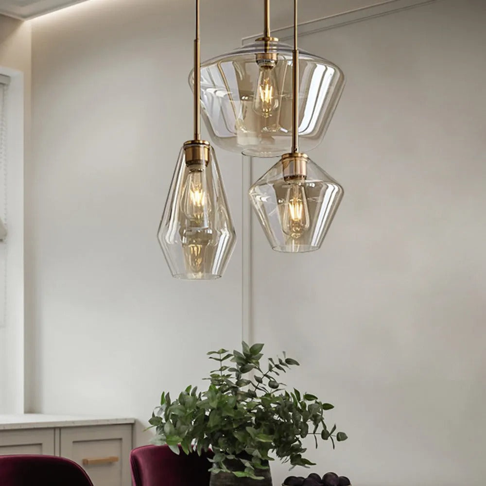 Virelo Pendant Light Glass Clear/Amber Diamond-Neutral Decor