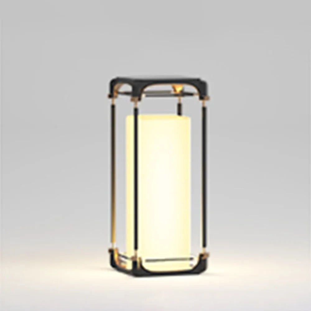 Kunuvil Simple Cube/Cuboid Outdoor Floor Lamp, Hardwired/Solar, Black