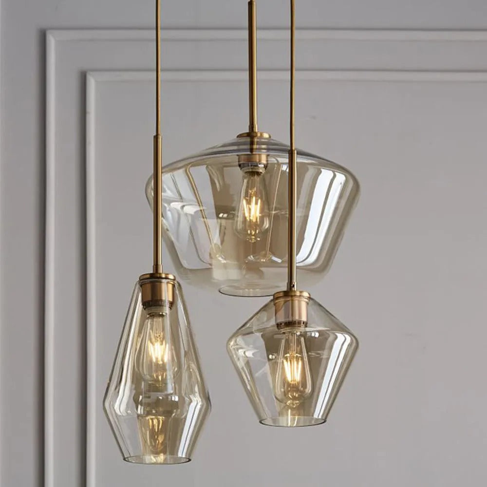 Virelo Pendant Light Glass Clear/Amber Diamond-Neutral Decor