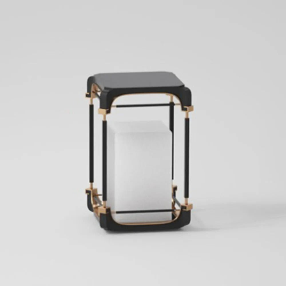 Kunuvil Simple Cube/Cuboid Outdoor Floor Lamp, Hardwired/Solar, Black