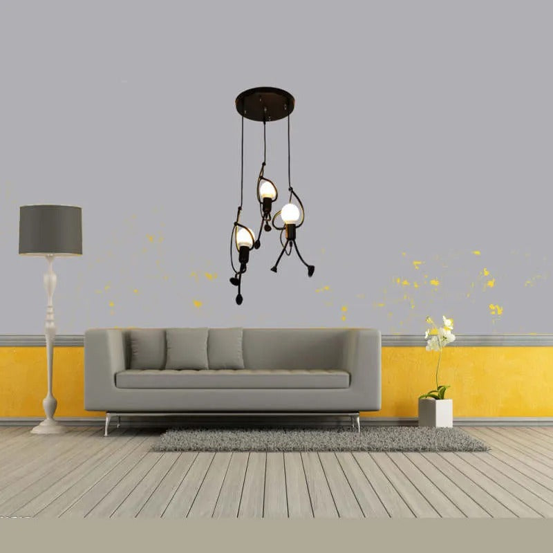 Esi Retro Modern Iron Man Pendant Light, Black-Neutral Decor