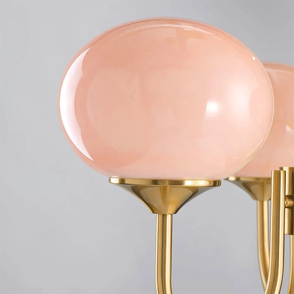 Zonepir Retro Art Deco Globe Chandelier, White/Pink/Beige