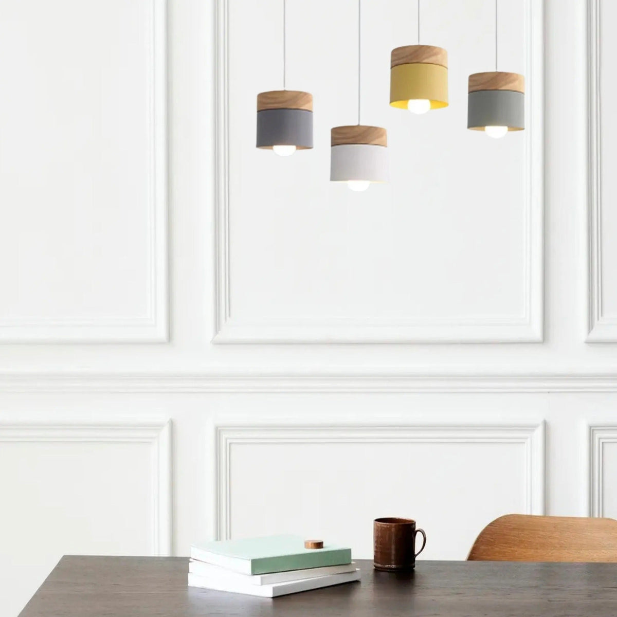 Moturos Modern Can Shape Metal/Wood Pendant Light