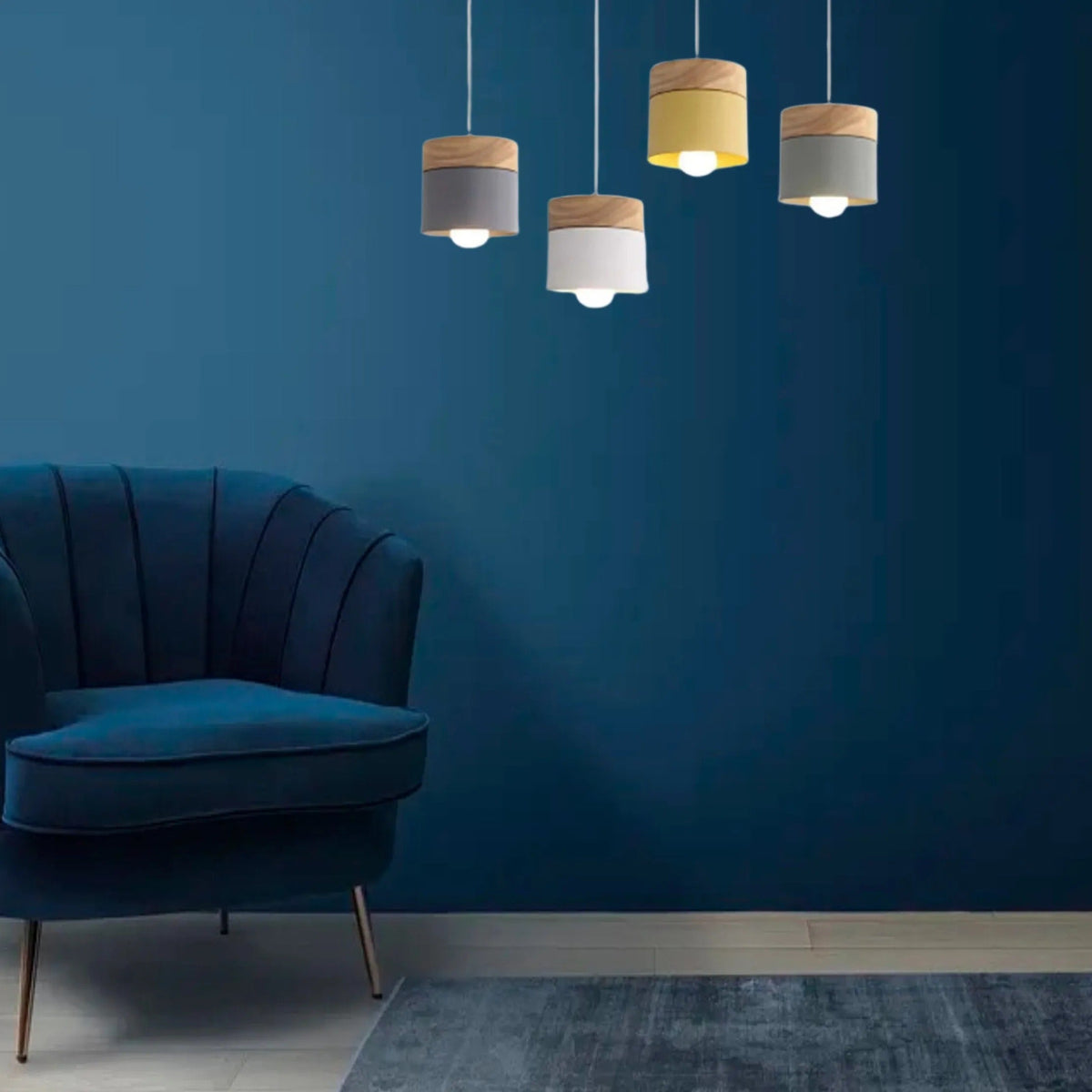 Moturos Modern Can Shape Metal/Wood Pendant Light