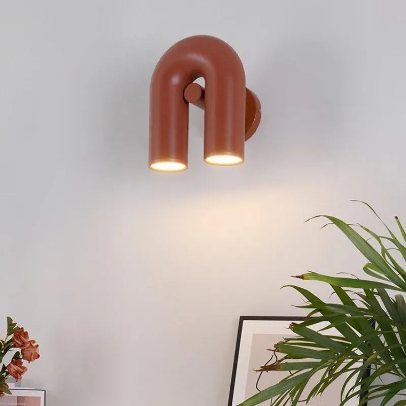 Futemos Wall Lamp U-shaped Design LED Metal, Black/Blue/Gray/Red, Bedroom