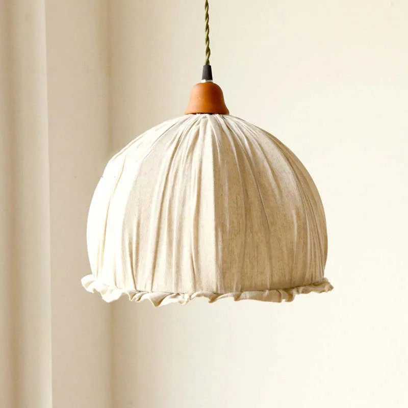 Teo Vintage Pendant Light Beige, Fabric-Neutral Decor