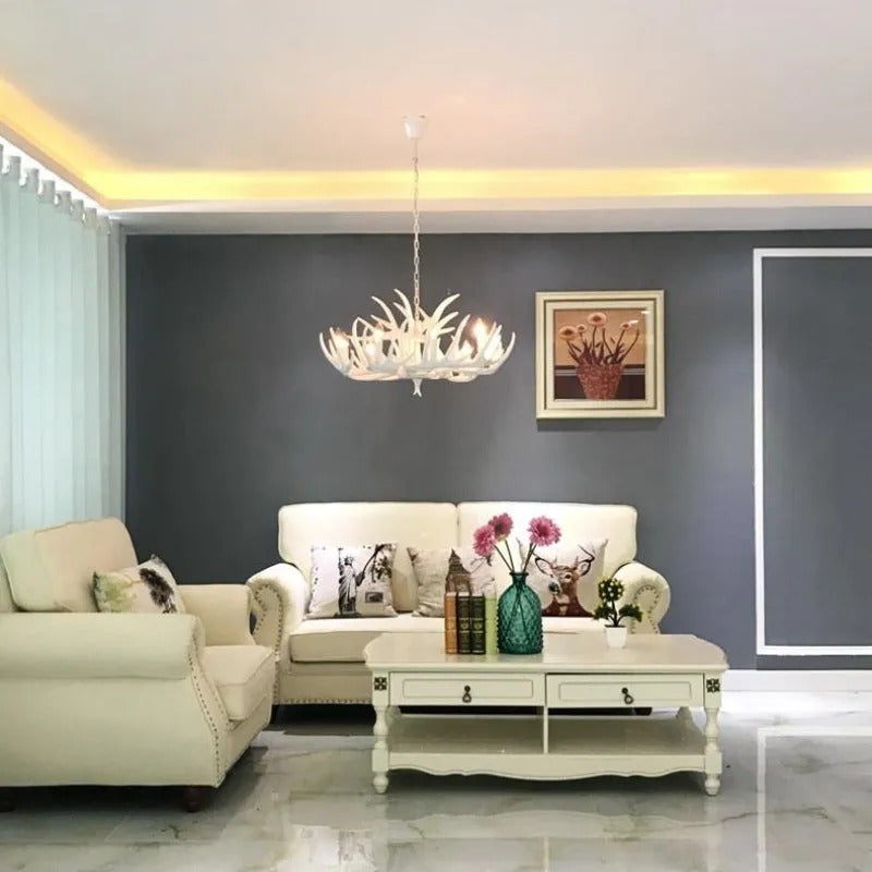 Epoch Retro Deer Horn Resin Chandelier Living Room