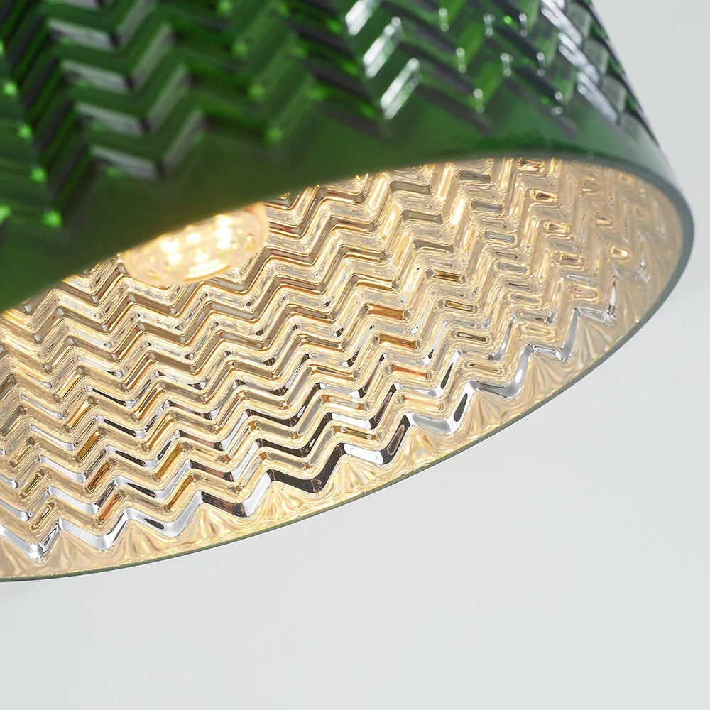 Jisikus Retro LED Pendant Light Metal Green Glass Dining Room