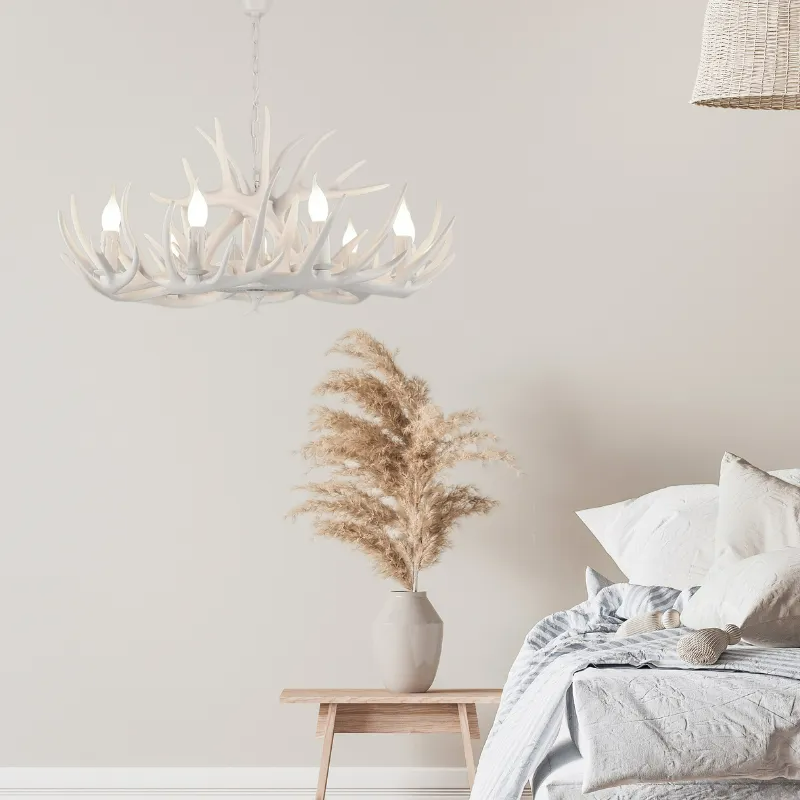 Epoch Retro Deer Horn Resin Chandelier Living Room