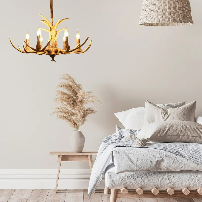Epoch Retro Deer Horn Resin Chandelier Living Room