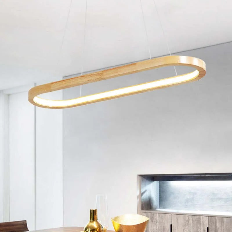 Lyraen Contemporary Oval Wooden Pendant Light-Neutral Decor