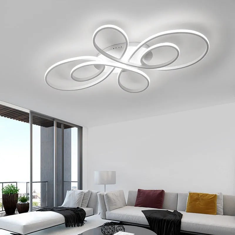 Rori Modern LED Multi Rings Flush Mount Ceiling Light, Brown/White-Neutral Decor