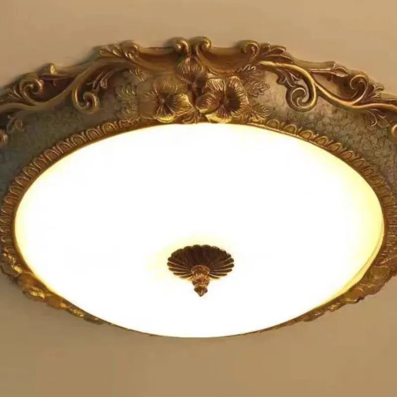 Midesas Flush Mount Ceiling Light, Brass/Resin