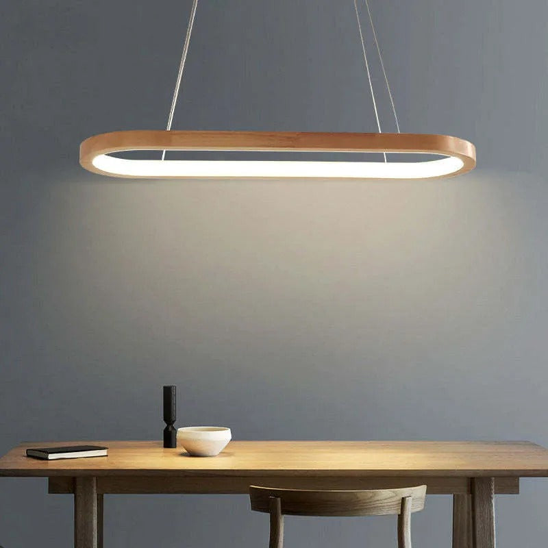Lyraen Contemporary Oval Wooden Pendant Light-Neutral Decor