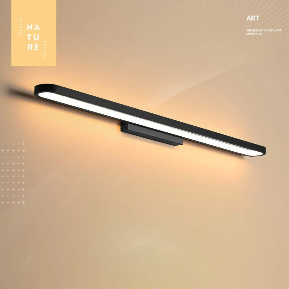 Auril Modern Wall Lamp Mirror Front, Curved, Black/Coffee-Neutral Decor