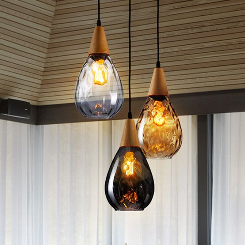 Alverin Pendant Light Glass Wood Amber-Neutral Decor