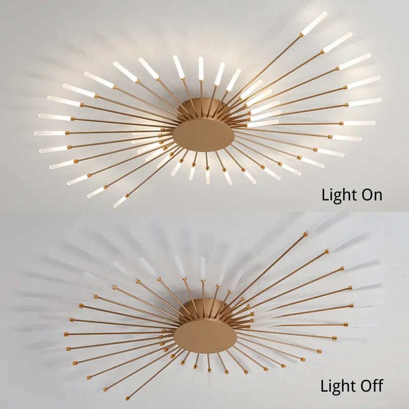 Kovon Flush-Mount Ceiling Light Fireworks, Black/Gold-Neutral Decor