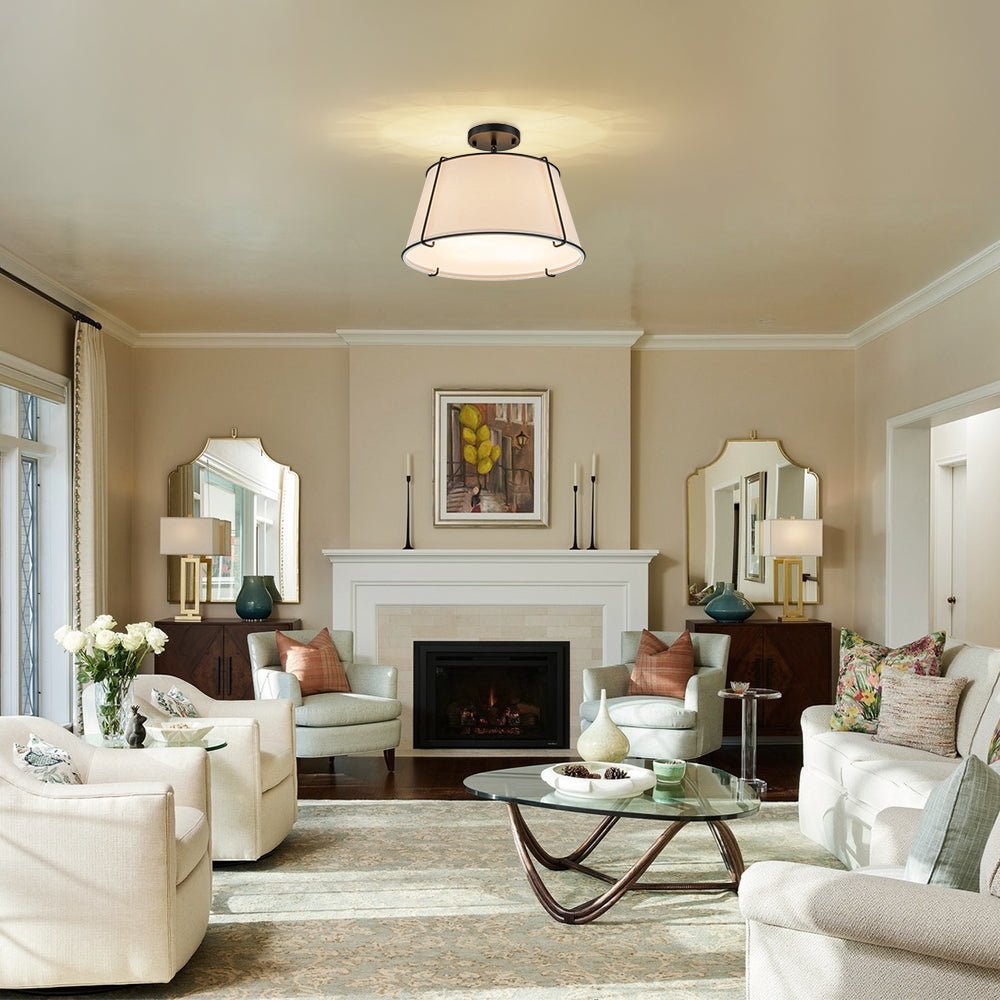 Vesina Linen Semi Flush Mount Ceiling Light