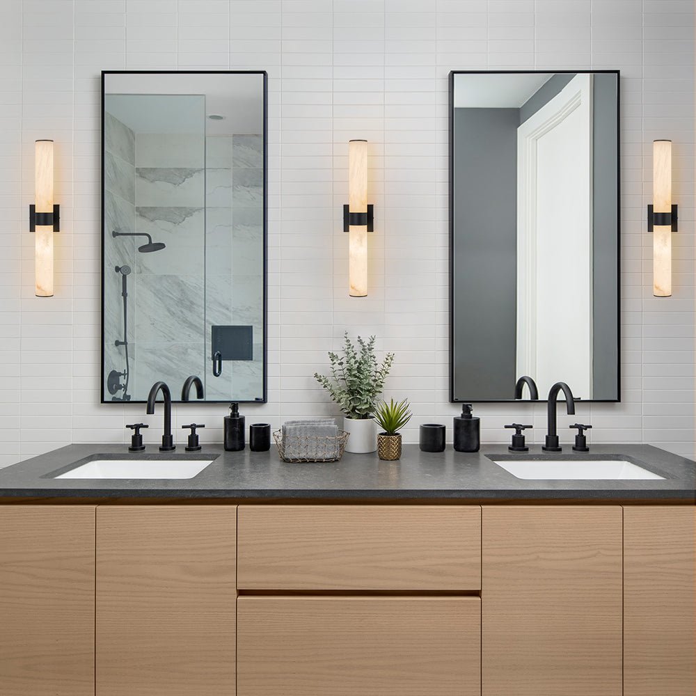 Glitre LED Linear Alabaster Bathroom Wall Sconce