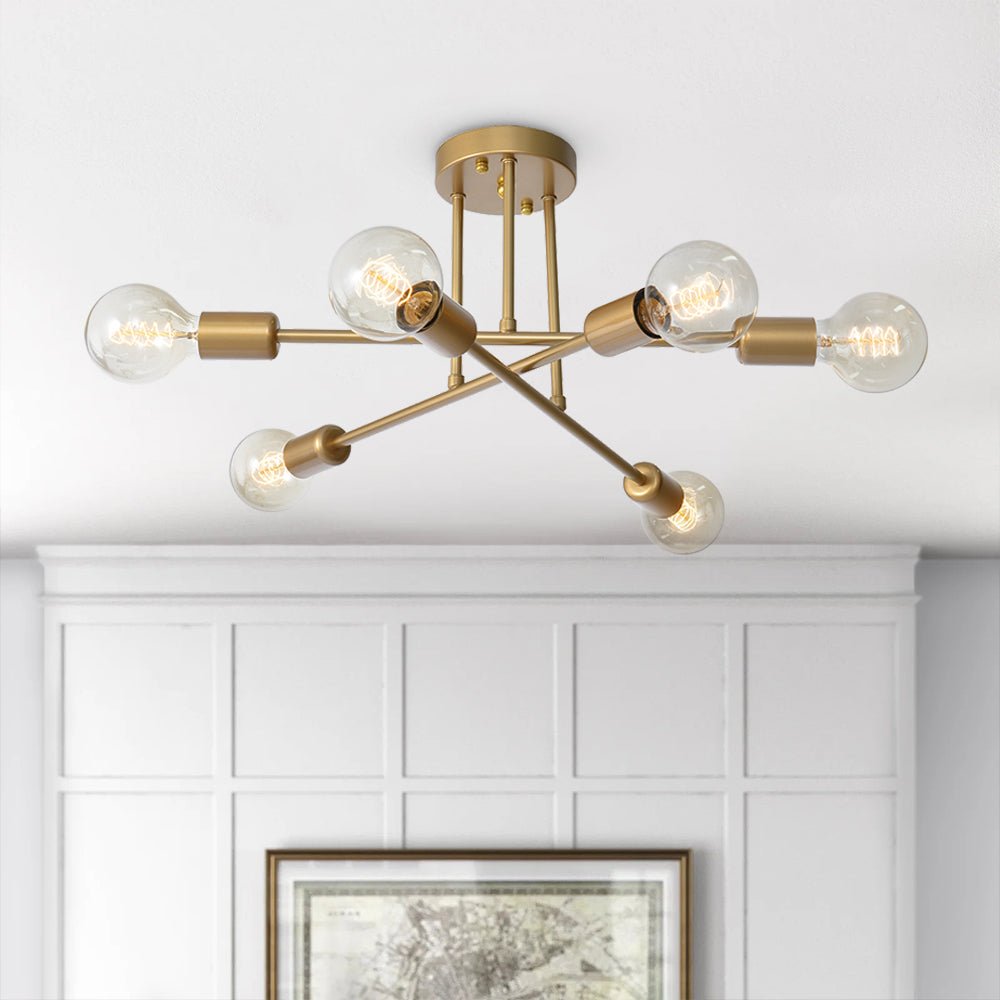 Vallin Modern Brass Semi Flush Mount Chandelier
