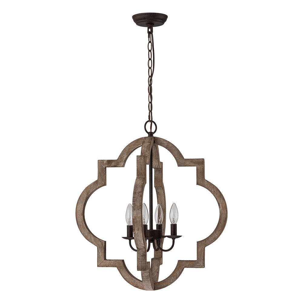 Alvuli Vintage Quatrefoil Wood Chandelier