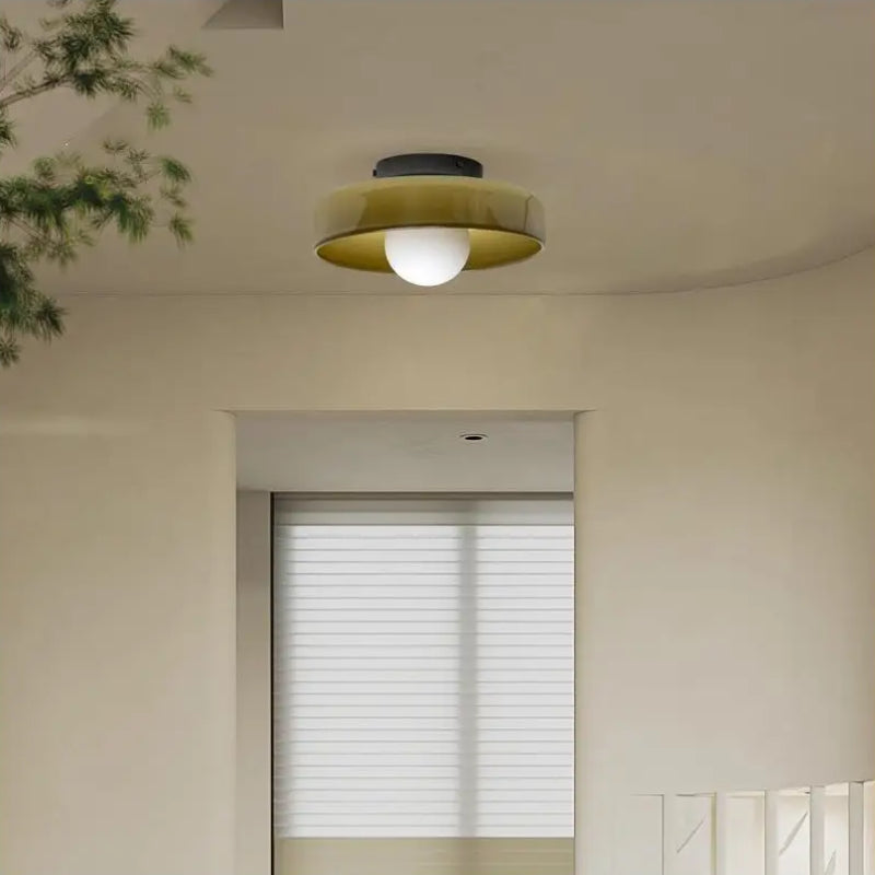 Solven Ceiling Light Drum-Shaped Glass-Neutral Decor