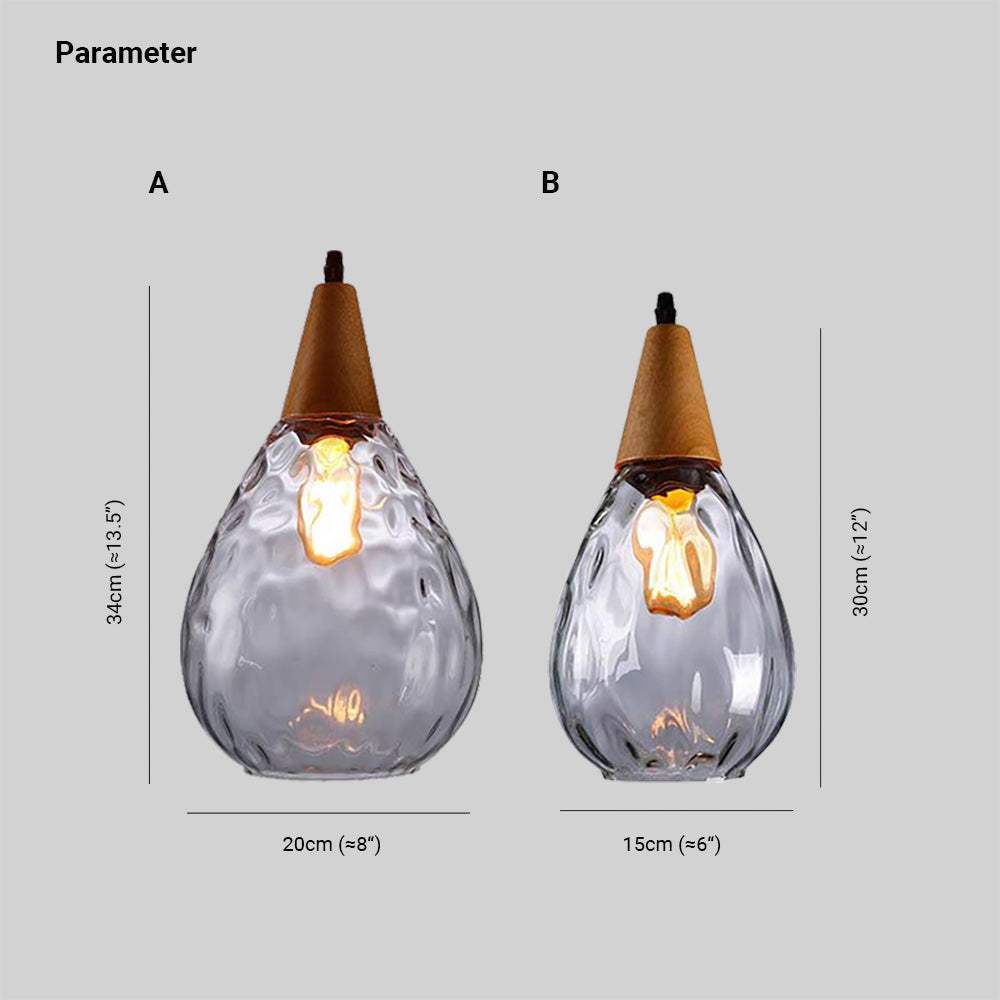 Alverin Pendant Light Glass Wood Amber-Neutral Decor