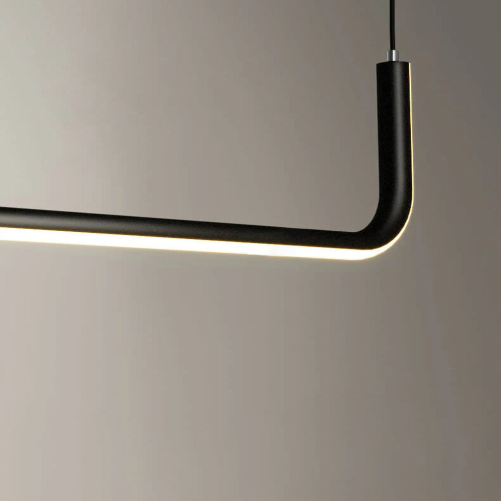 Sorev Modern Linear Pendant Light Double Frame, Black/Gold-Neutral Decor