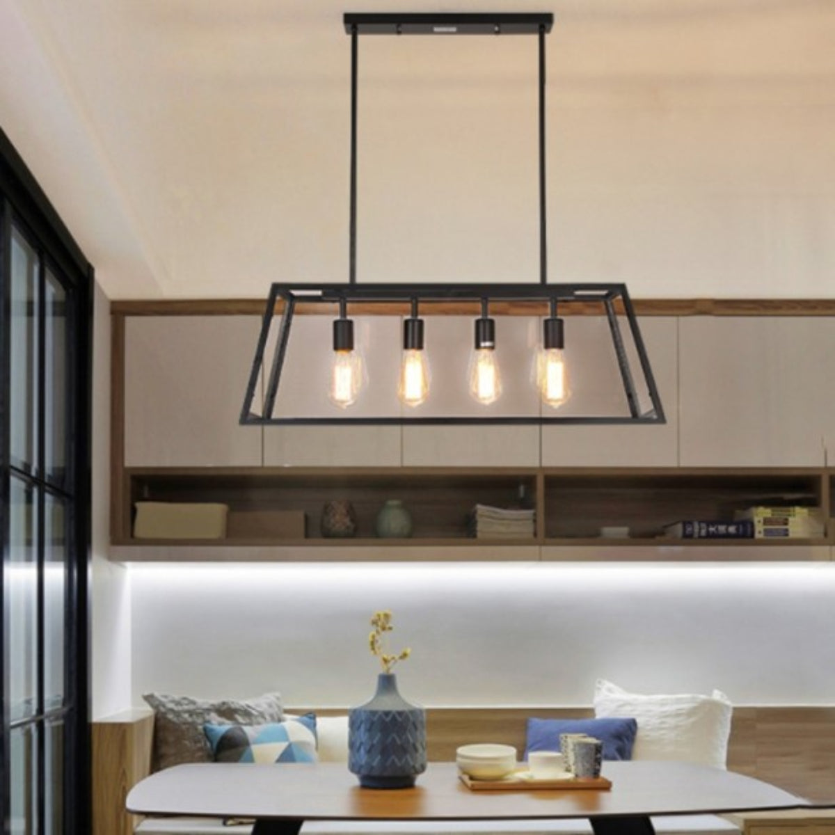 Norubok Industrial LED Modern Pendant Light Black/Glass Metal Kitchen/Bedroom/Living Room