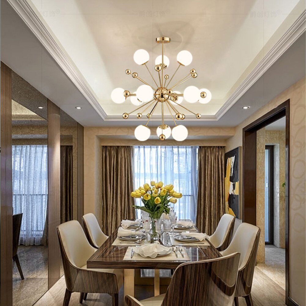 Kasivuro Nordic Firework LED Chandelier Golden Metal Living Room