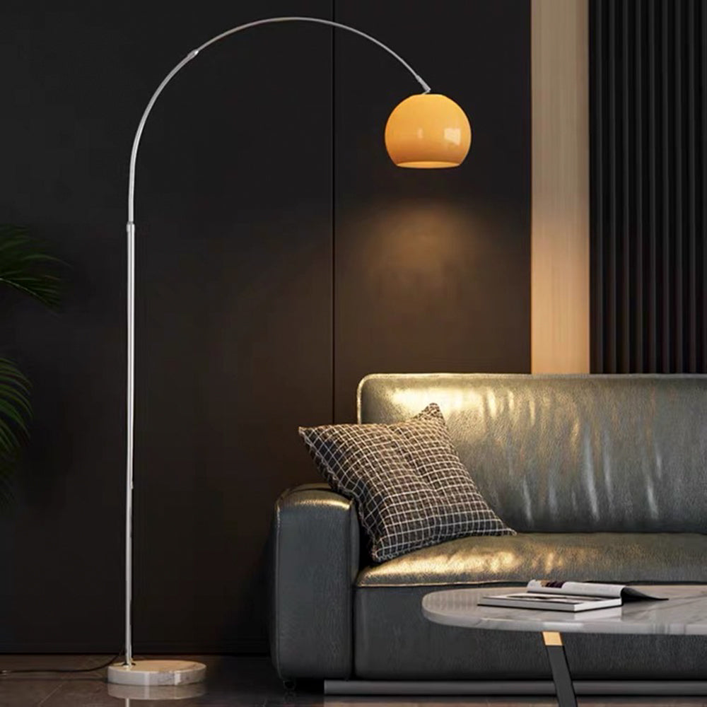 Mibusil Floor Arc Lamp, Tall Floor Light, Modern, Orange/ White