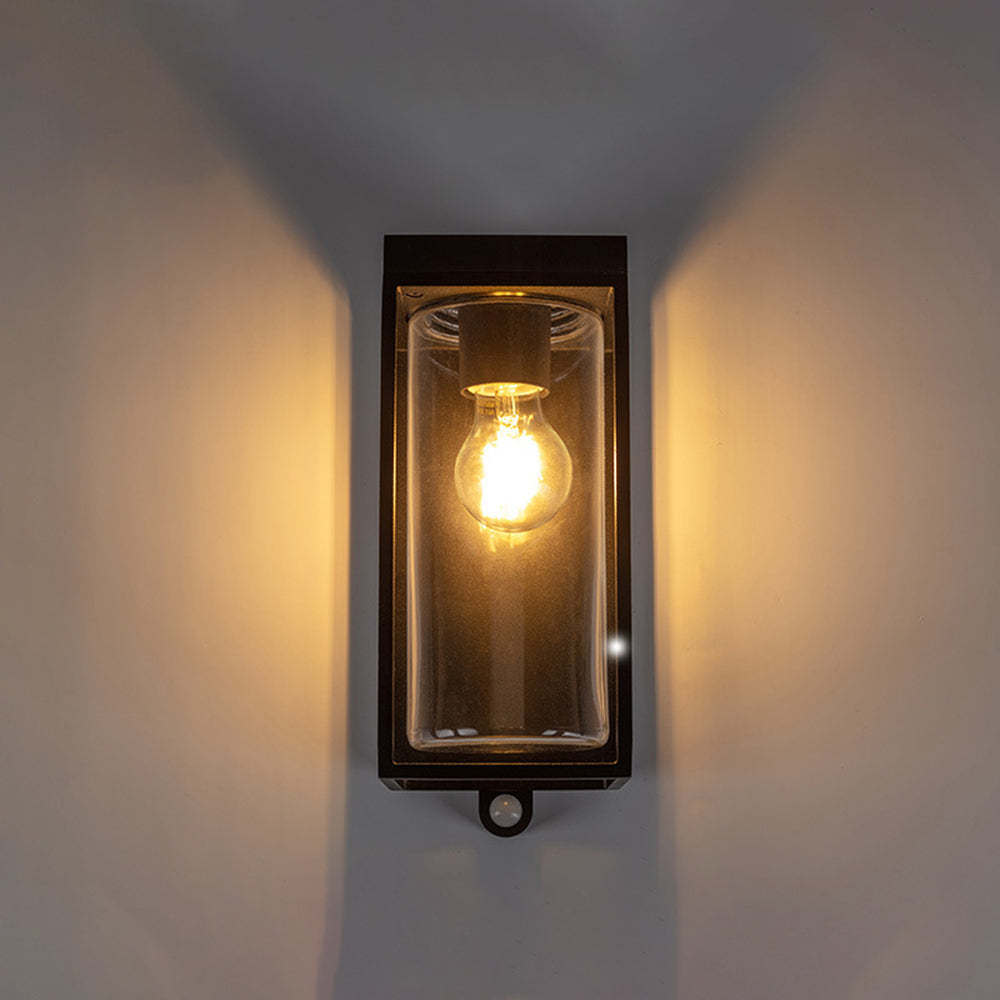 Fudidok Modern Rectangular Solar Waterproof Glass Outdoor Wall Lamp