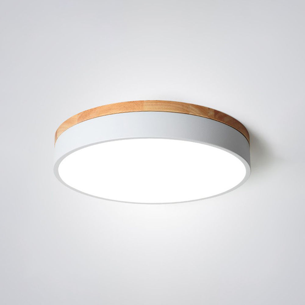 Losupak Nordic LED Round Flush Mount Ceiling Light Wood Color