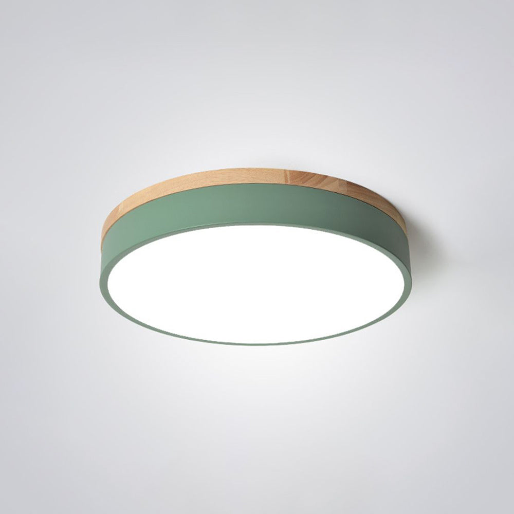 Losupak Nordic LED Round Flush Mount Ceiling Light Wood Color