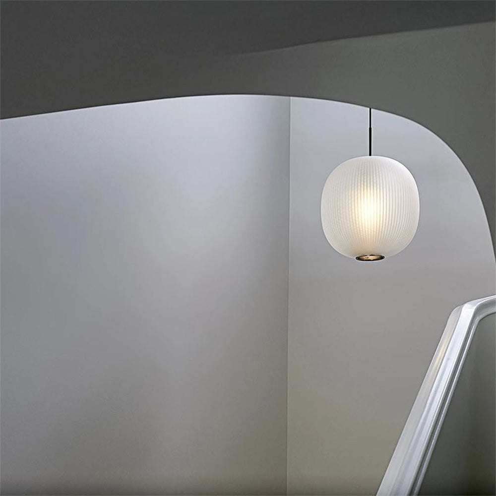 Mitebod Frosted Glass Cylinder Pendant Light, Sandy White/Grey, Metal/Glass