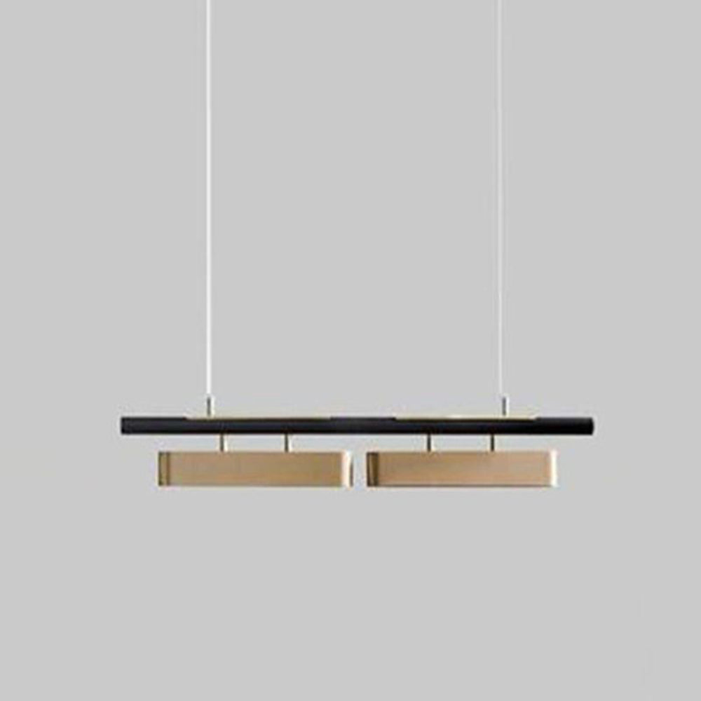 Bevakit Pendant Light Rectangular Modern, Metal, Black/Brass, Office