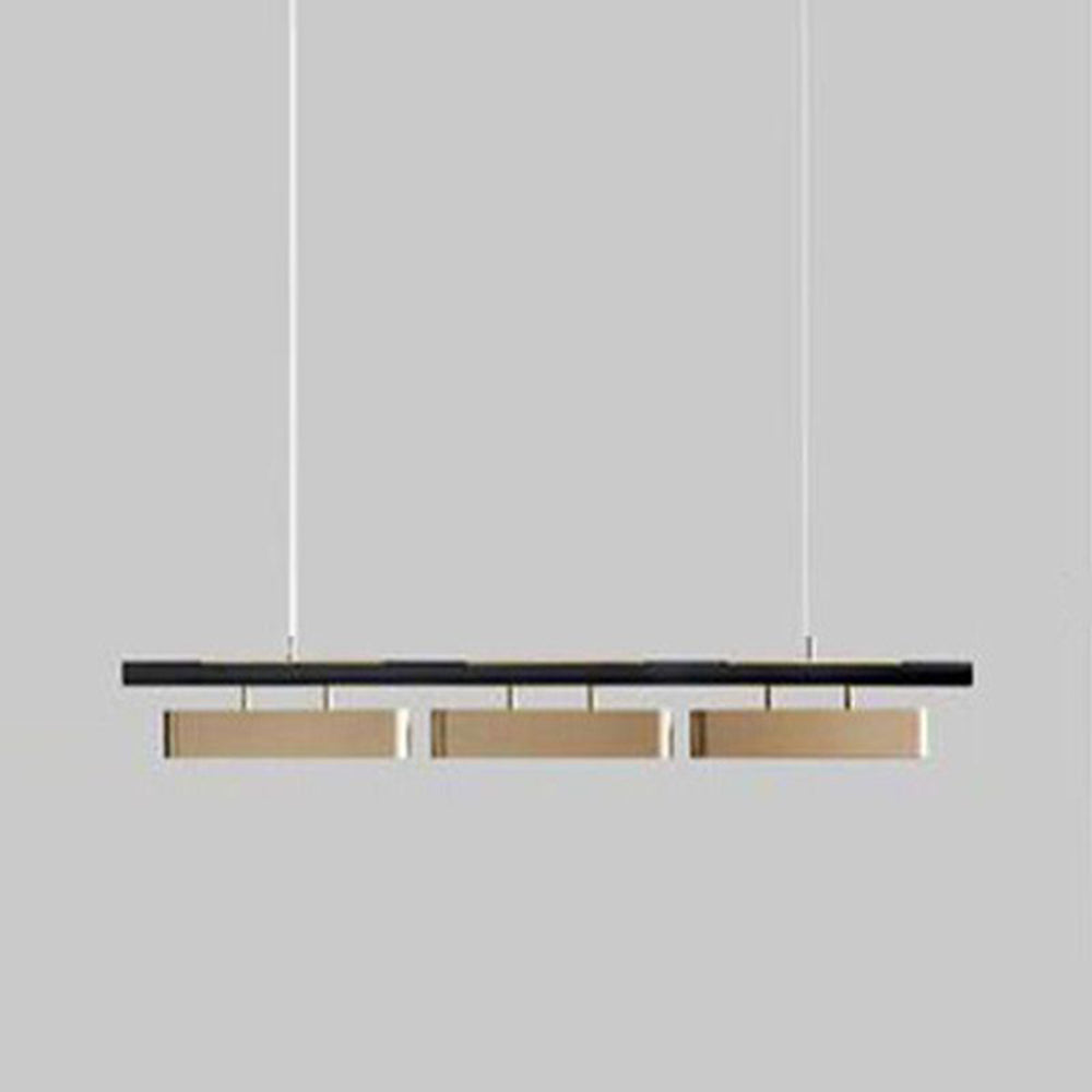 Bevakit Pendant Light Rectangular Modern, Metal, Black/Brass, Office
