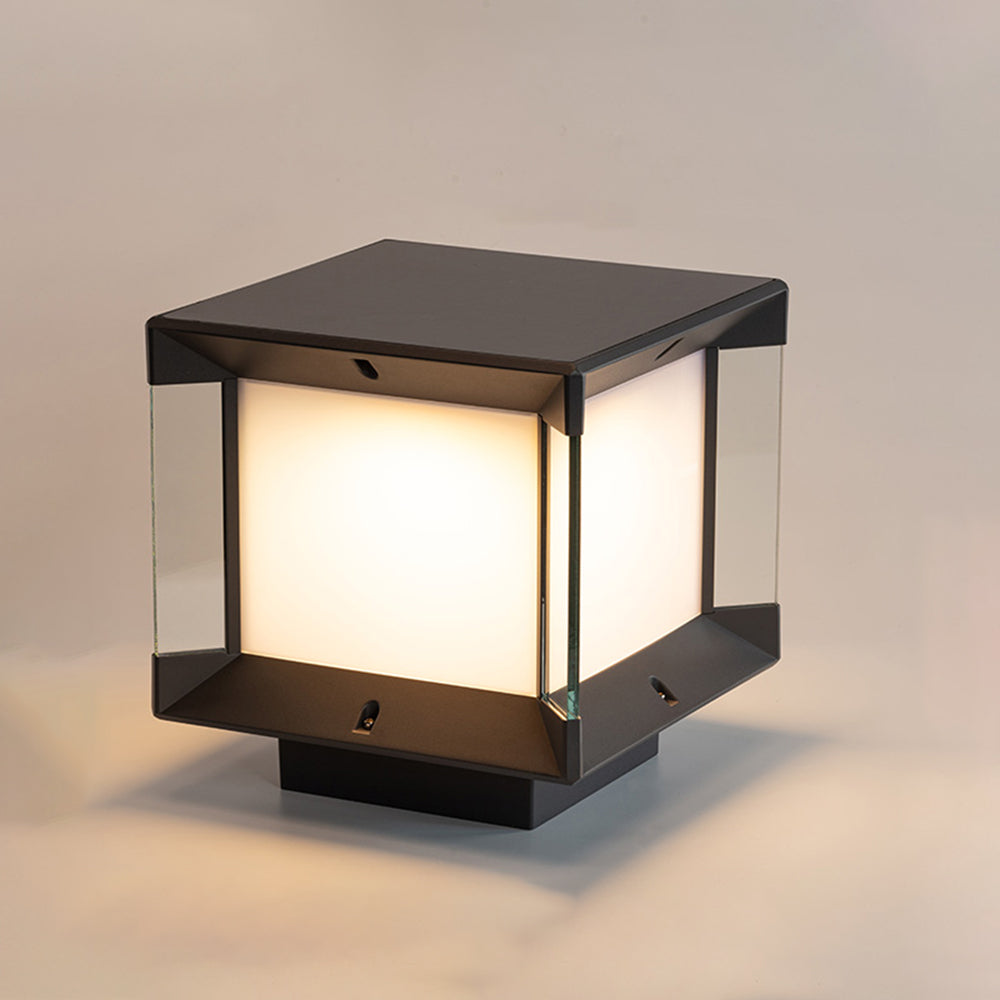 Piluger Modern Rectangular Metal Glass Outdoor Lamp, Black/Black-Gold